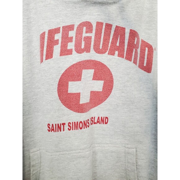 Lifeguard  + Saint Simons Island Gray Long Sleeve Hoodie w/Kangaroo Pockets XL - Picture 4 of 7